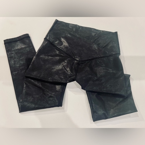 aerie Pants - aerie Foil Print Black Shiny Crackle Faux Leather Party Leggings